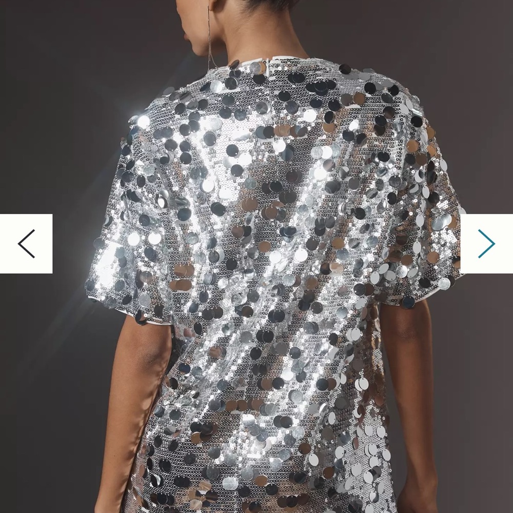 Urban Outfitters Glamorous Silver Sequin Mockneck Mini Dress NWT - Picture 2 of 4